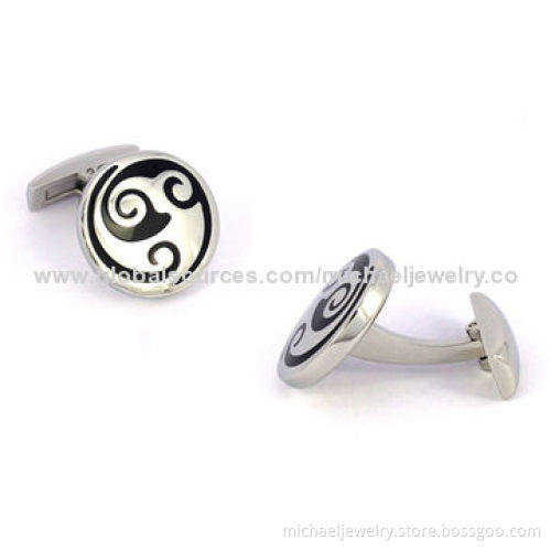 Stainless steel cufflinks with surface drip into the epoxy
